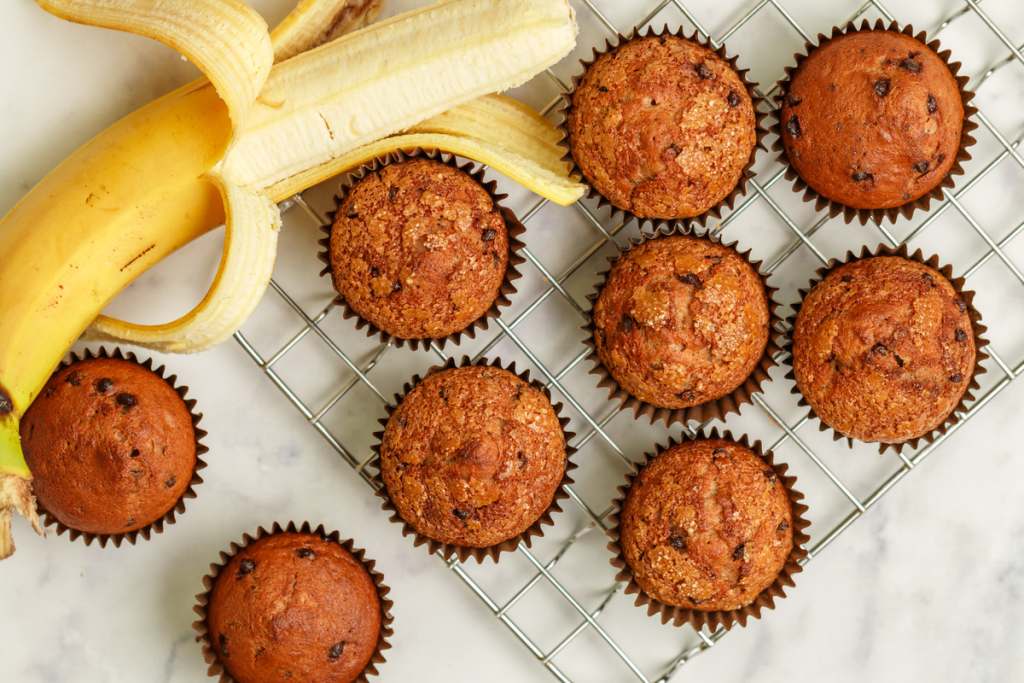 Almond Butter Banana Chocolate Chip Muffins