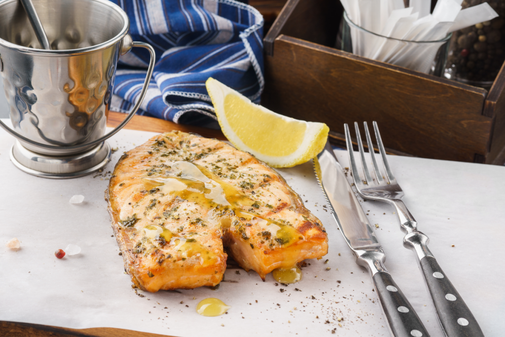 Broiled Salmon with Herb Mustard Glaze