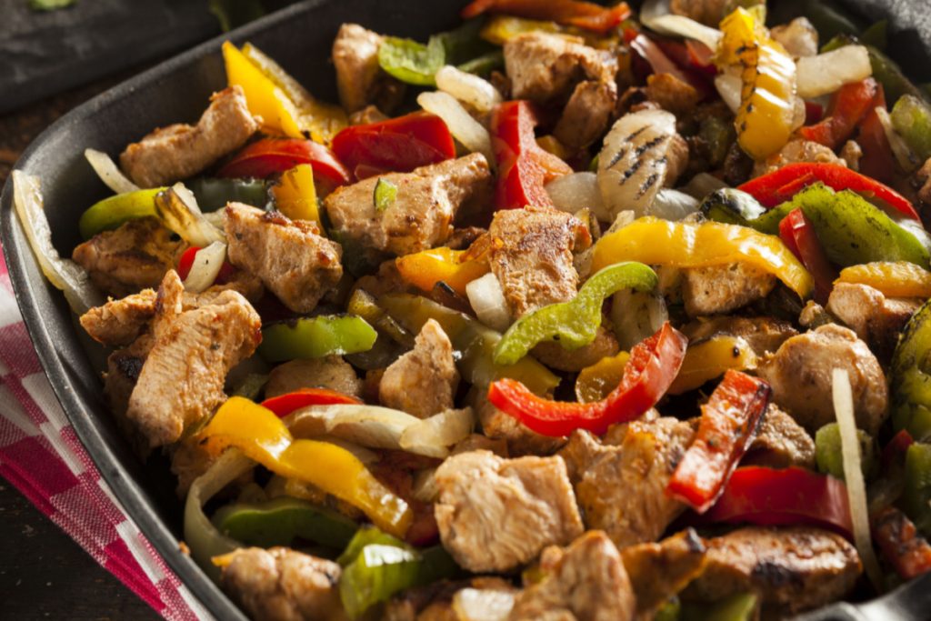 Sheet Pan Chicken Fajitas and Avocado Crema