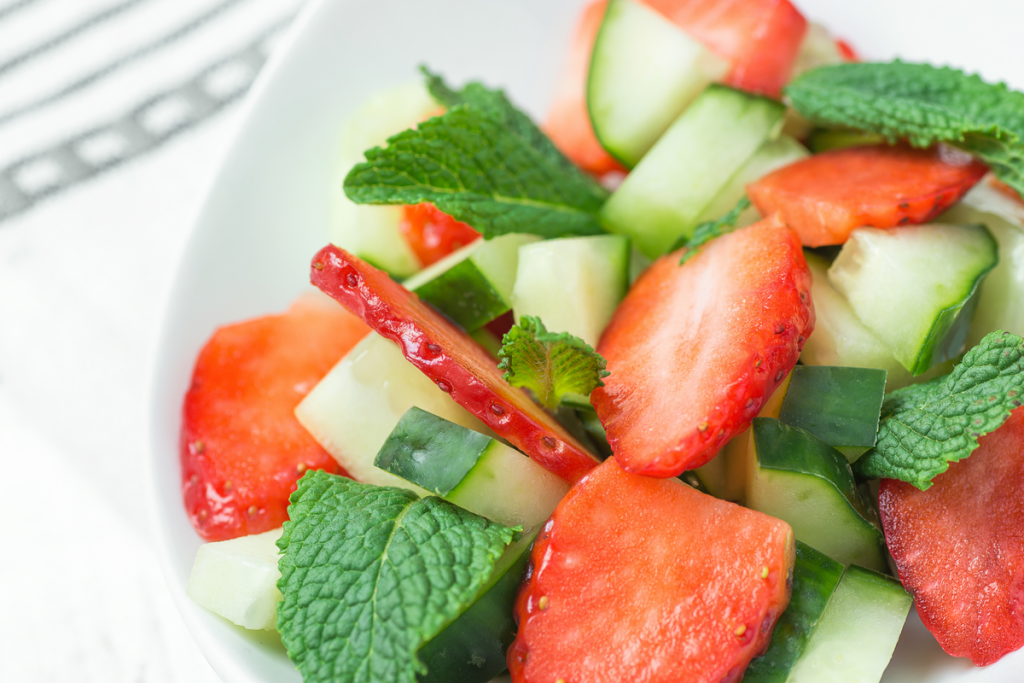 Strawberry Cucumber Salad with Basil and Mint